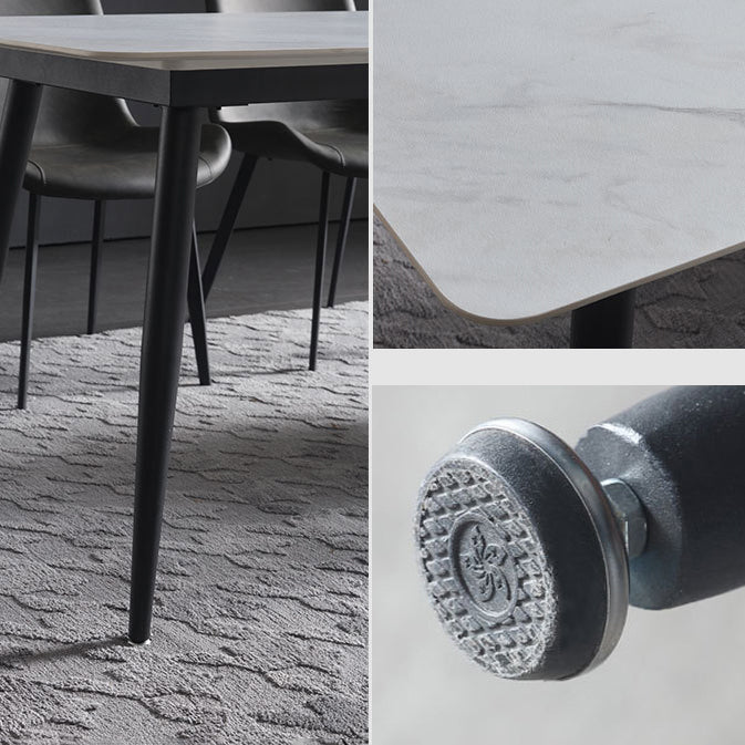 Tavolo da pranzo in pietra sinterizzato in stile glam con tavolo di altezza standard a forma di rettangolo per uso domestico