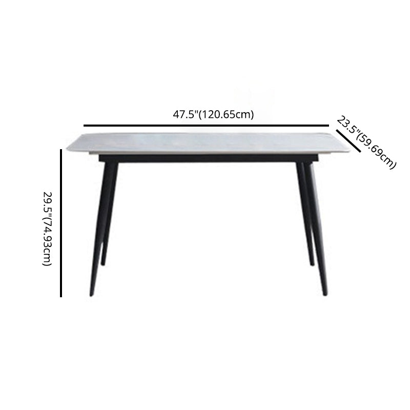Tavolo da pranzo in pietra sinterizzato in stile glam con tavolo di altezza standard a forma di rettangolo per uso domestico