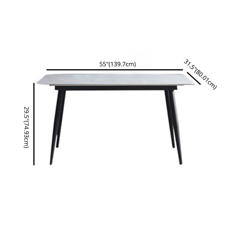 Tavolo da pranzo in pietra sinterizzato in stile glam con tavolo di altezza standard a forma di rettangolo per uso domestico