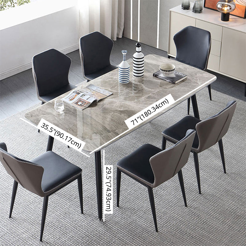 Table à manger en pierre fritrée de style moderne avec table de hauteur standard gris pour usage domestique