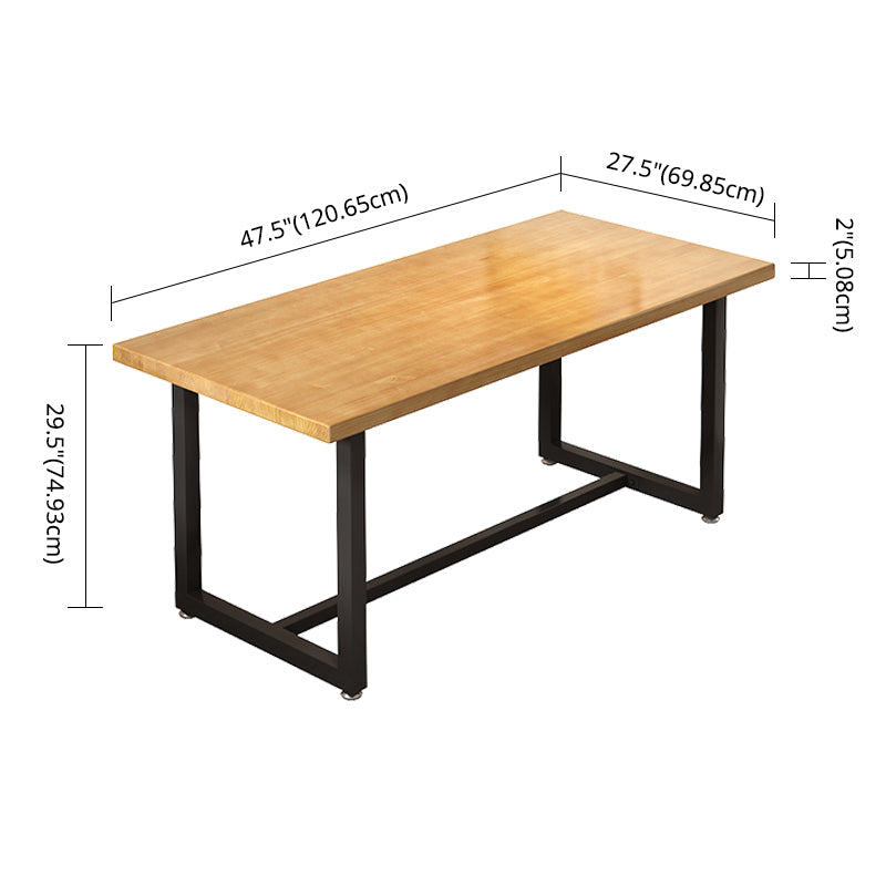 Industrial Style Solid Wood Dining Set with Rectangle Shape Table and Trestle Base for Home Use