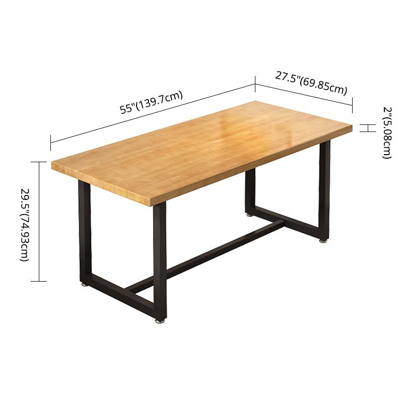 Industrial Style Solid Wood Dining Set with Rectangle Shape Table and Trestle Base for Home Use