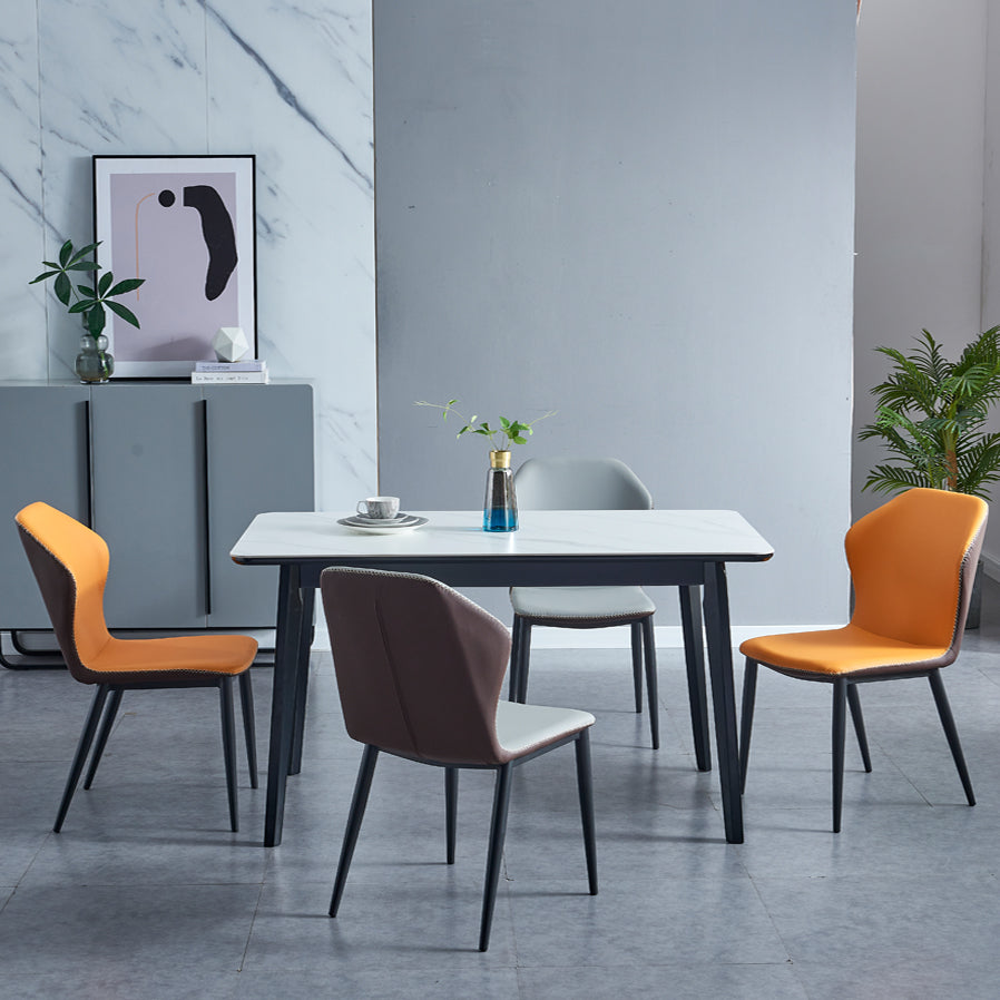 Table à manger en pierre fritrée de style moderne avec ensembles de table à manger rectangle avec table de 4 jambes
