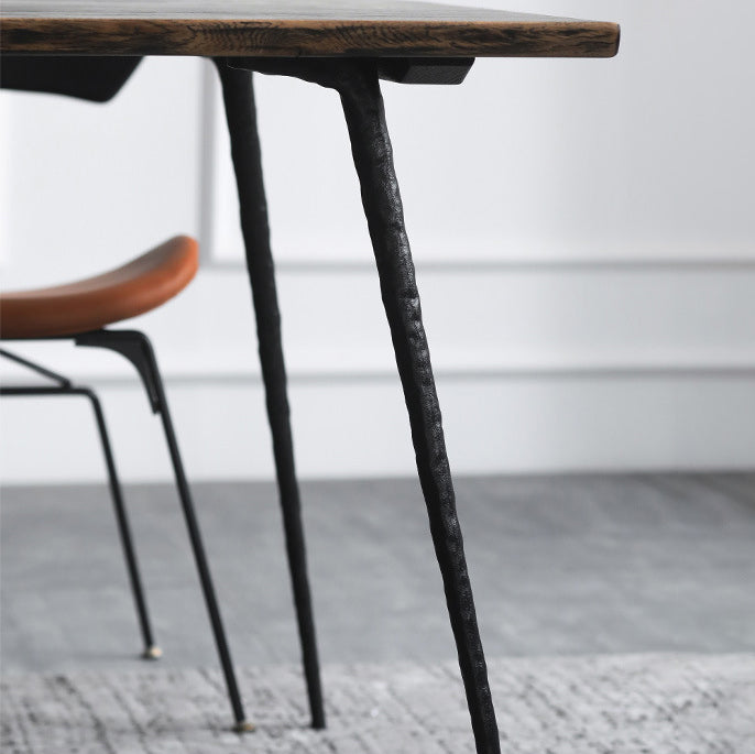 Industrial Style Solid Wood Dining Set with Rectangle Shape Table and 4 Legs Base for Home Use