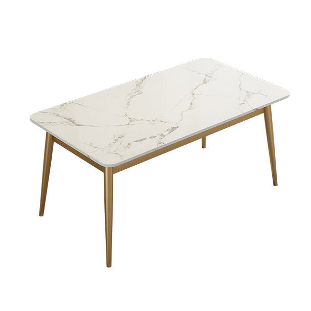 Modern Style Sintered Stone Dining Table with 4 Gold Legs Base for Home Use