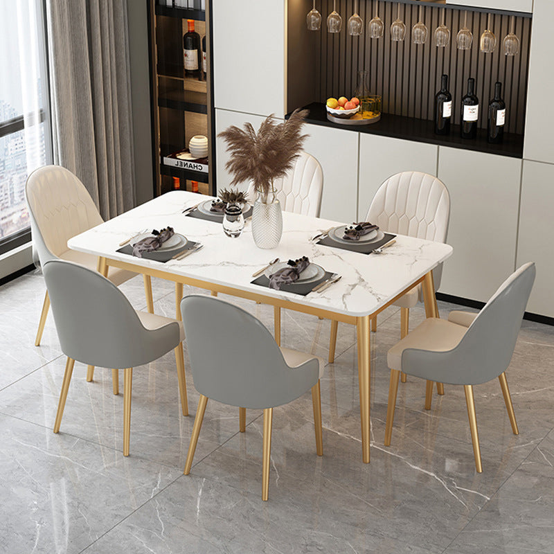 Moderne stijl gesinterde stenen eettafel met 4 gouden benen basis voor huisgebruik