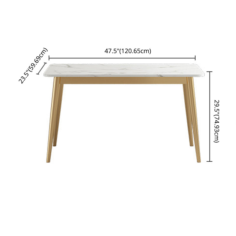 Modern Style Sintered Stone Dining Table with 4 Gold Legs Base for Home Use