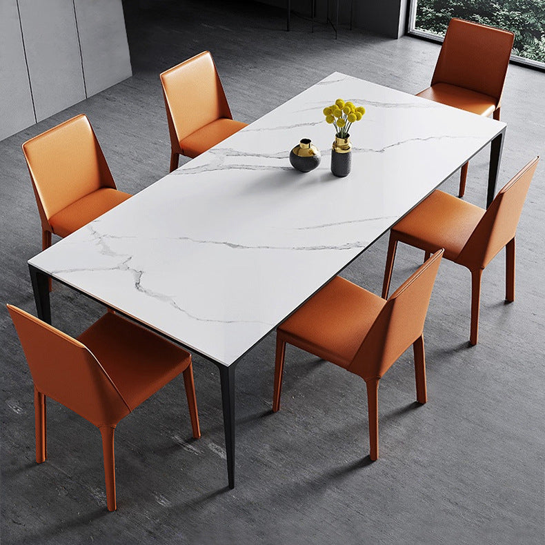 Table à manger en pierre fritrée de style moderne avec table de hauteur standard et base de 4 jambes pour un usage domestique