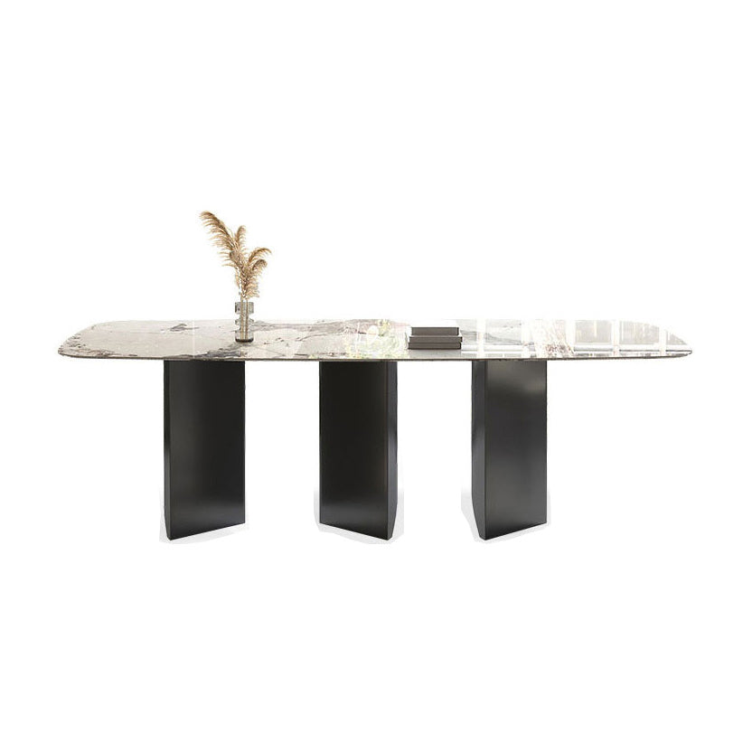 Minimaliste traditionnel à hauteur traditionnelle fausse en marbre Table à manger Rectangle Salle de salle à manger pour la maison