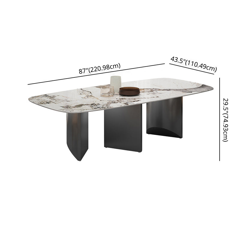 Standard Sintered Stone Top Dining Set with Black Metallic Legs for Kitchen