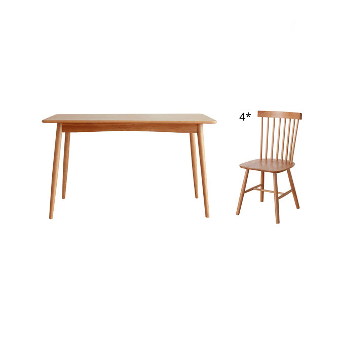 Contemporary Fixed Dining¬†Room¬†Table¬†Set with Solid Wood 4 Legs Base Kitchen Dining Furniture