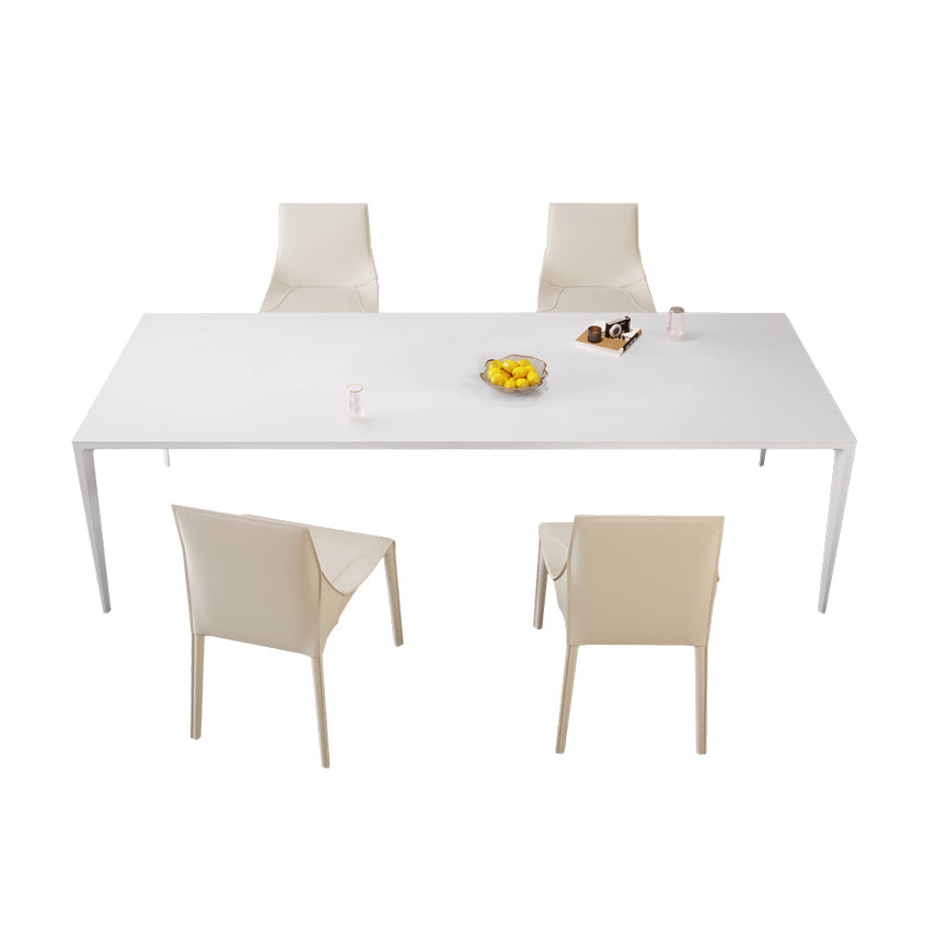 Modern Sintered Stone Standard Dining Set with Rectangle Table White Dining Set with 4 Legs Base