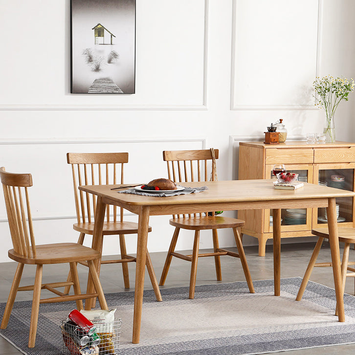Juego de comedor de madera maciza contemporánea con restaurante de forma rectangular para restaurante