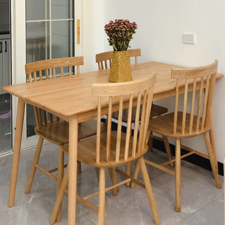 Juego de comedor de madera maciza contemporánea con restaurante de forma rectangular para restaurante