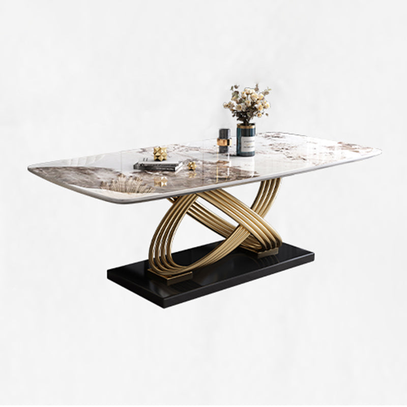 Fixed Contemporary Sintered Stone Kitchen Table Set with Pedestal Base Furniture for Home