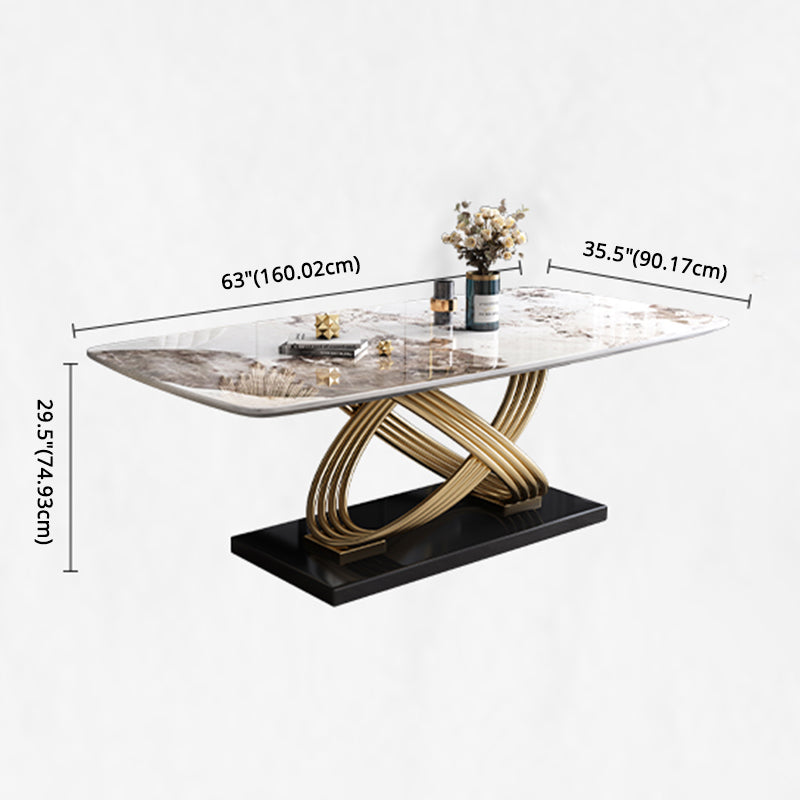 Fixed Contemporary Sintered Stone Kitchen Table Set with Pedestal Base Furniture for Home