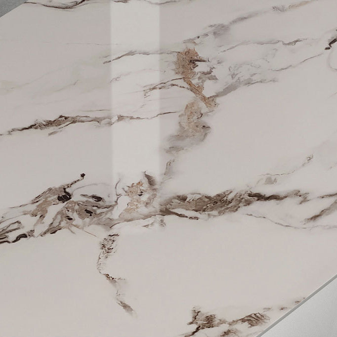 Modern Sintered Stone Dining Room Set with Rectangle Top and Black Base Furniture