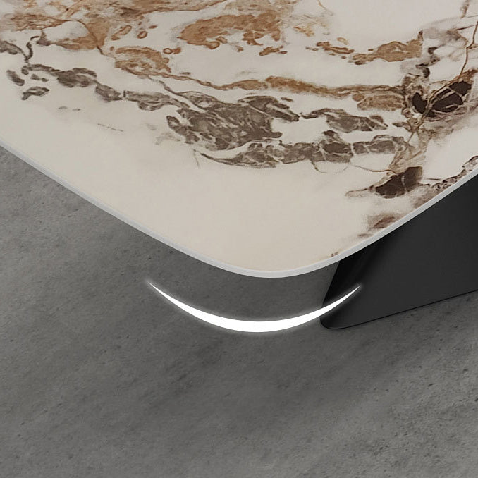 Modern Sintered Stone Dining Room Set with Rectangle Top and Black Base Furniture