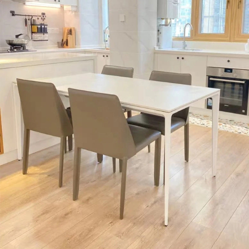 Modern Sintered Stone Top Standard Dining Set White Rectangle Shape Dining Set for Kitchen