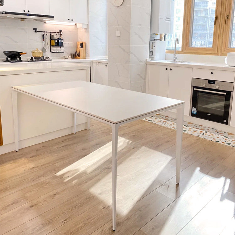 Modern Sintered Stone Top Standard Dining Set White Rectangle Shape Dining Set for Kitchen