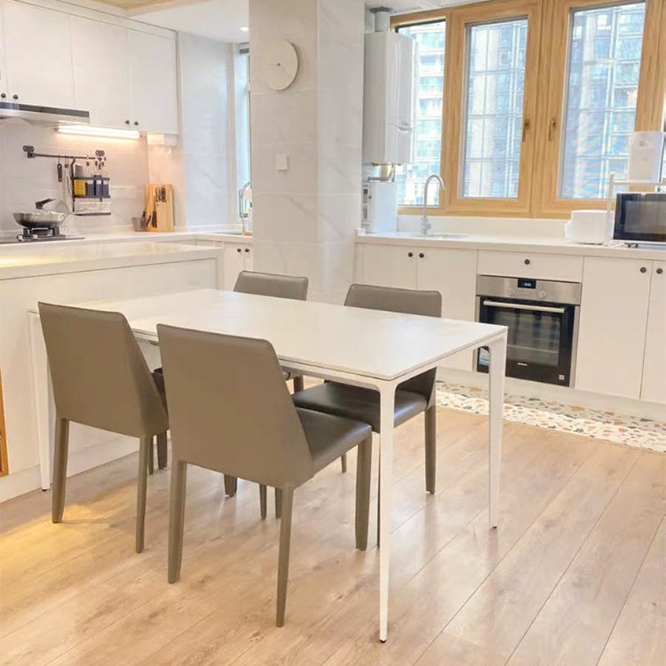 Modern Sintered Stone Top Standard Dining Set White Rectangle Shape Dining Set for Kitchen