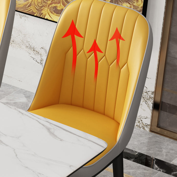 Mesa de comedor moderna Juego de comedor de piedra sinterizada blanca escalable con 4 patas Base