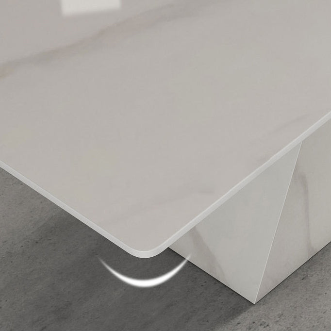 Modern Sintered Stone Dining Table Set with Rectangle Table and Metal Base Formal Dining Set