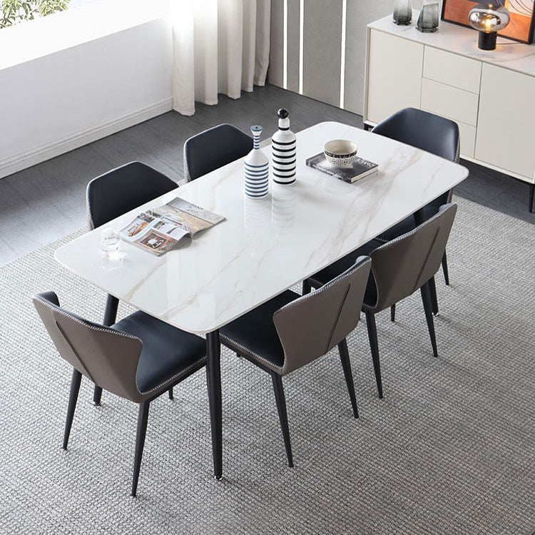 Modern Sintered Stone Dining Room Set with Black Base Dining Furniture for Home Use