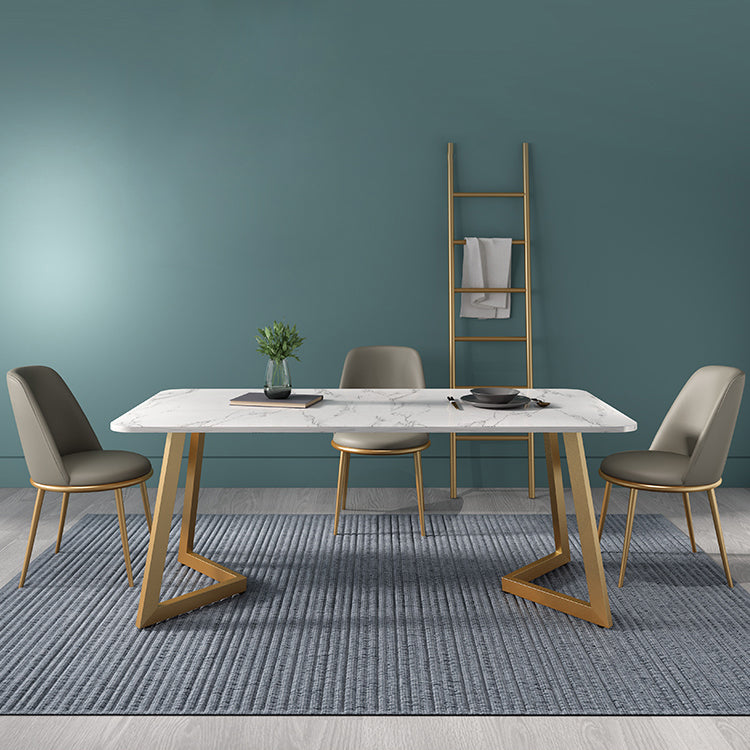 Sala da pranzo in pietra sinterizzata fissata set con mobili per sala da pranzo a 4 gambe metalliche per casa
