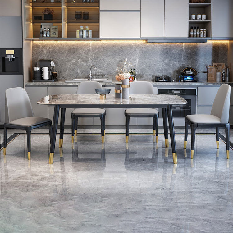 Nordic Sintered Stone Dining Room Set with Metal Base Dining Furniture for Home Use