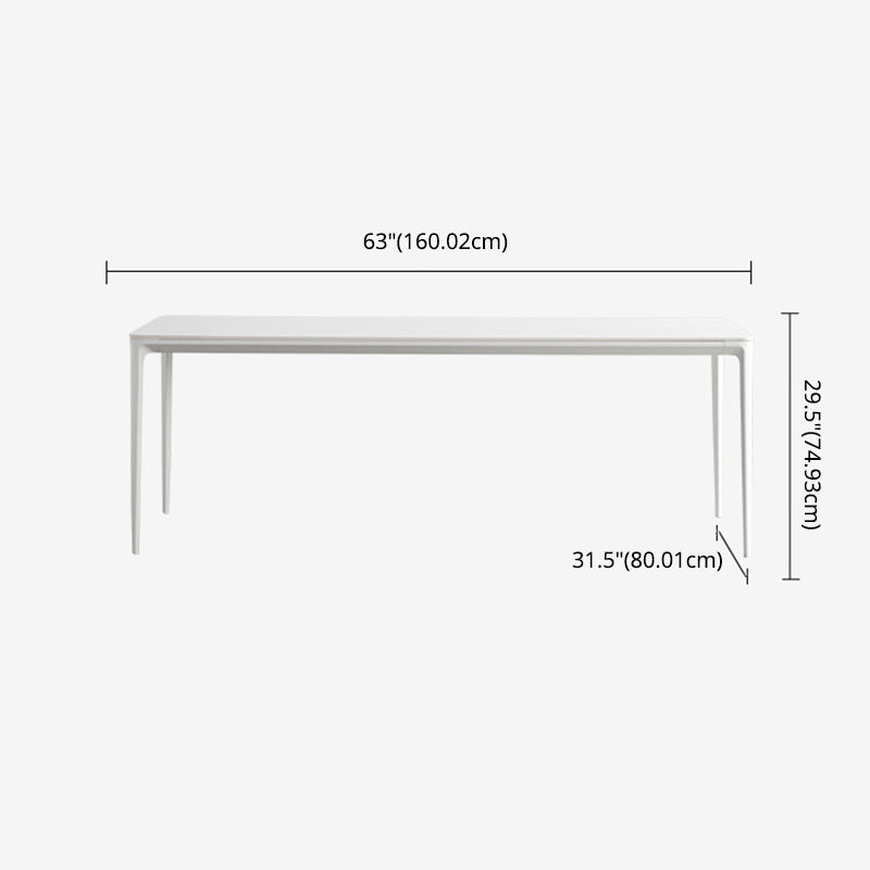 Modern White Sintered Stone Dining Set Standard Rectangle Dining Table Set with 4 Legs Base