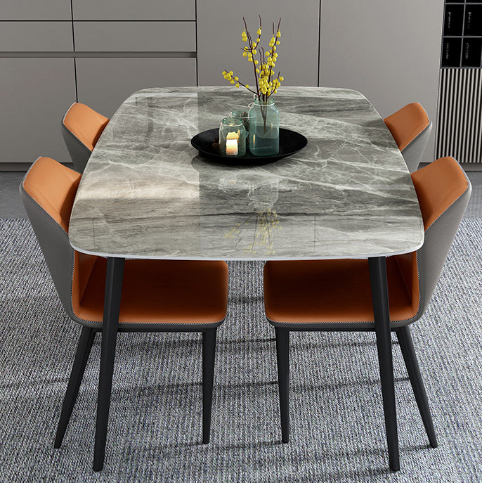 Cuisine de style contemporain Tableau rectangle en pierre enthousiaste avec base de 4 jambes