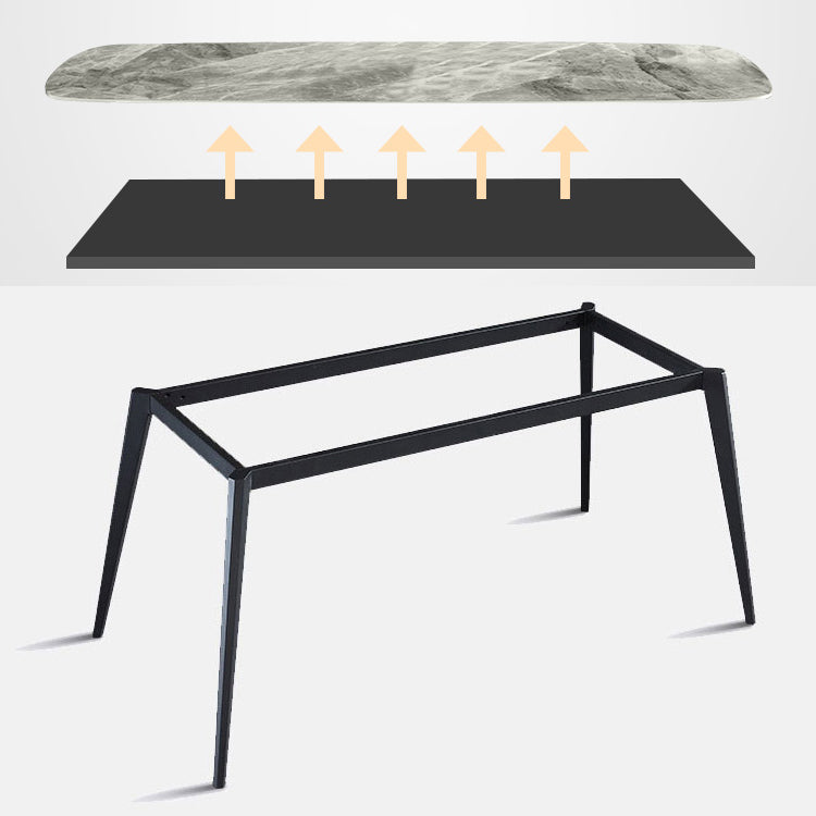 Cuisine de style contemporain Tableau rectangle en pierre enthousiaste avec base de 4 jambes