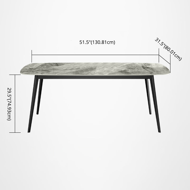 Cuisine de style contemporain Tableau rectangle en pierre enthousiaste avec base de 4 jambes