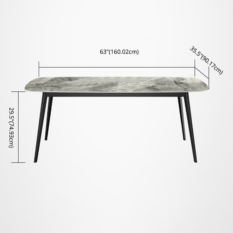 Cuisine de style contemporain Tableau rectangle en pierre enthousiaste avec base de 4 jambes