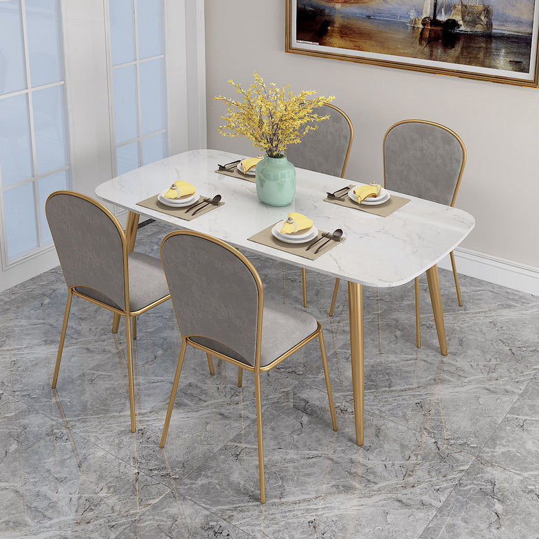 Scandinavian Kitchen Dining Room Set with  Sintered Stone Top and 4 Legs Base Dining Furniture