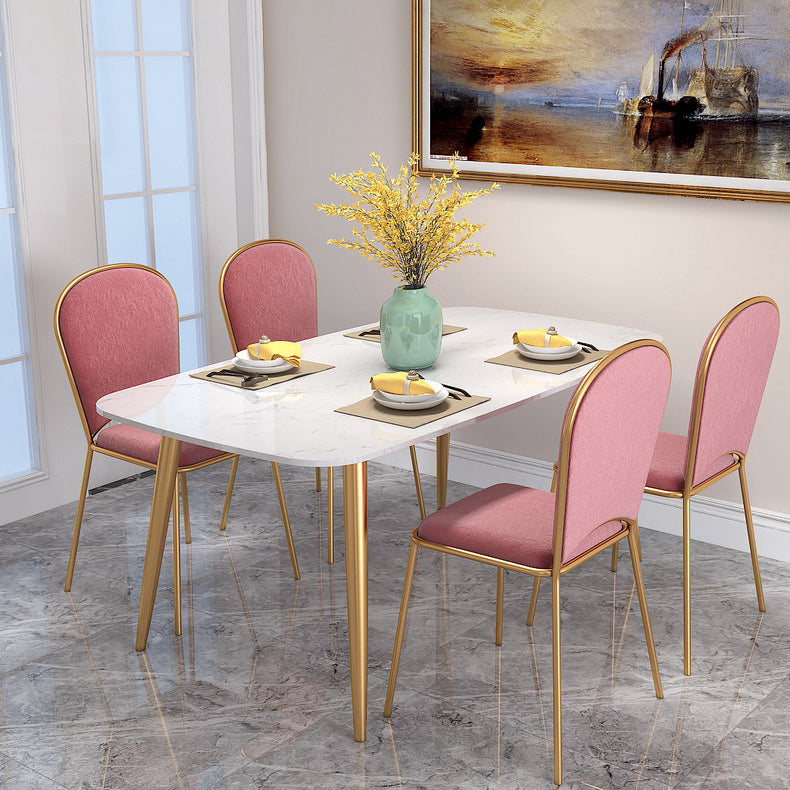 Scandinavian Kitchen Dining Room Set with  Sintered Stone Top and 4 Legs Base Dining Furniture