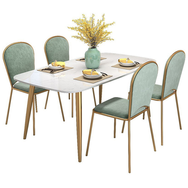 Scandinavian Kitchen Dining Room Set with  Sintered Stone Top and 4 Legs Base Dining Furniture