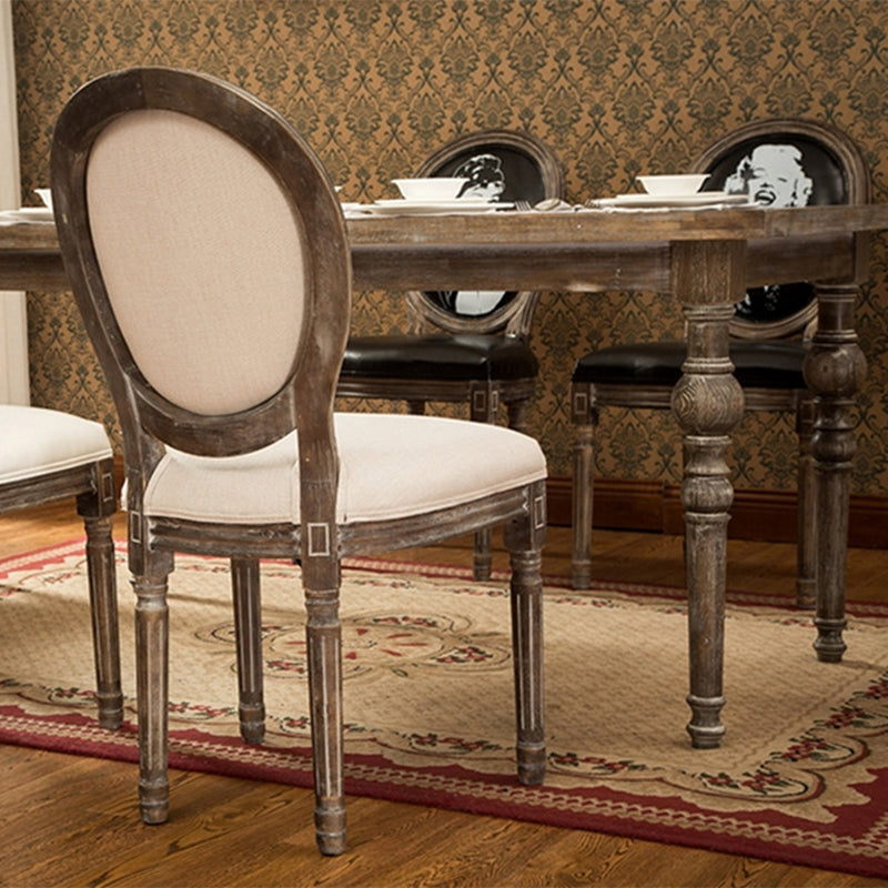 Set da pranzo in legno massiccio in stile fattoria con tavolo a forma di rettangolo e base a 4 gambe per uso domestico