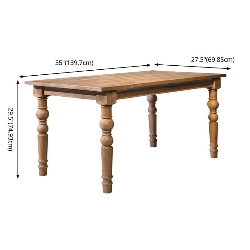 Set da pranzo in legno massiccio in stile fattoria con tavolo a forma di rettangolo e base a 4 gambe per uso domestico