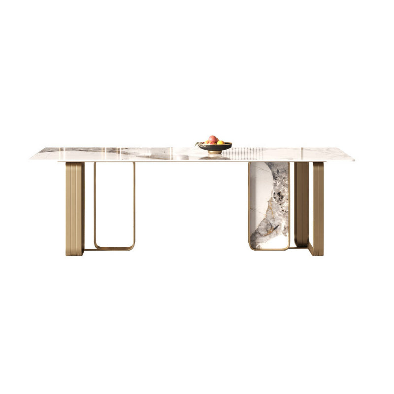 Mesa de comedor de piedra sinterizada moderna Juego de comedor de patas de oro de altura estándar para uso en el hogar