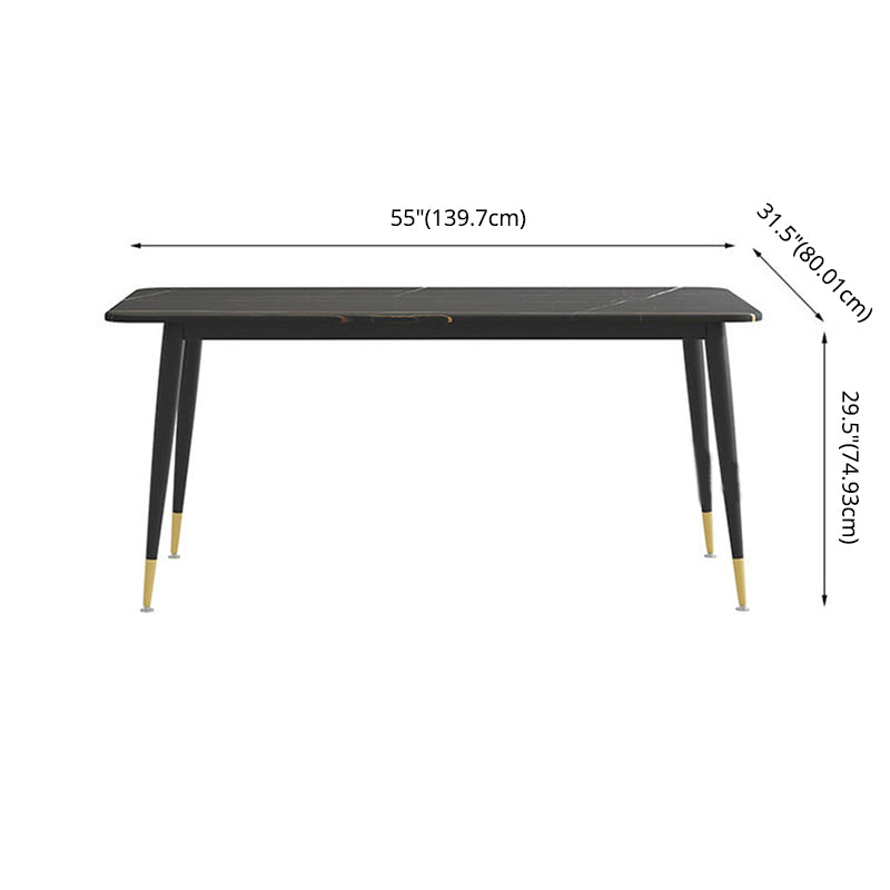 Juego de comedor de forma rectángulo de piedra sinterizada moderna Juego de comedor estándar blanco y negro para cocina