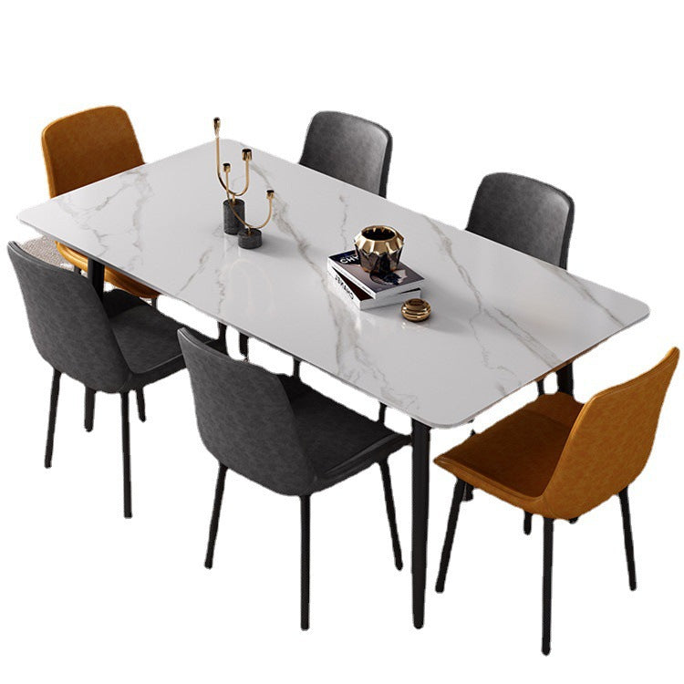 Modern Sintered Stone Dining Table Set White Rectangle Dining Set for Home Use