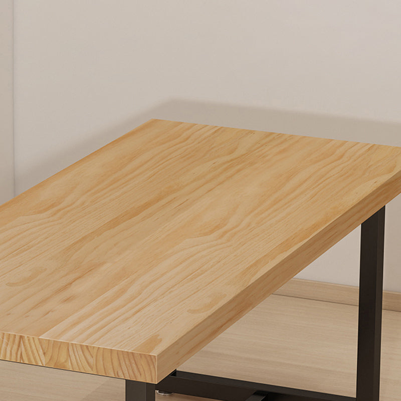 Modern Style Solid Wood Dining Set with Rectangle Shape Table and Trestle Base for Home Use