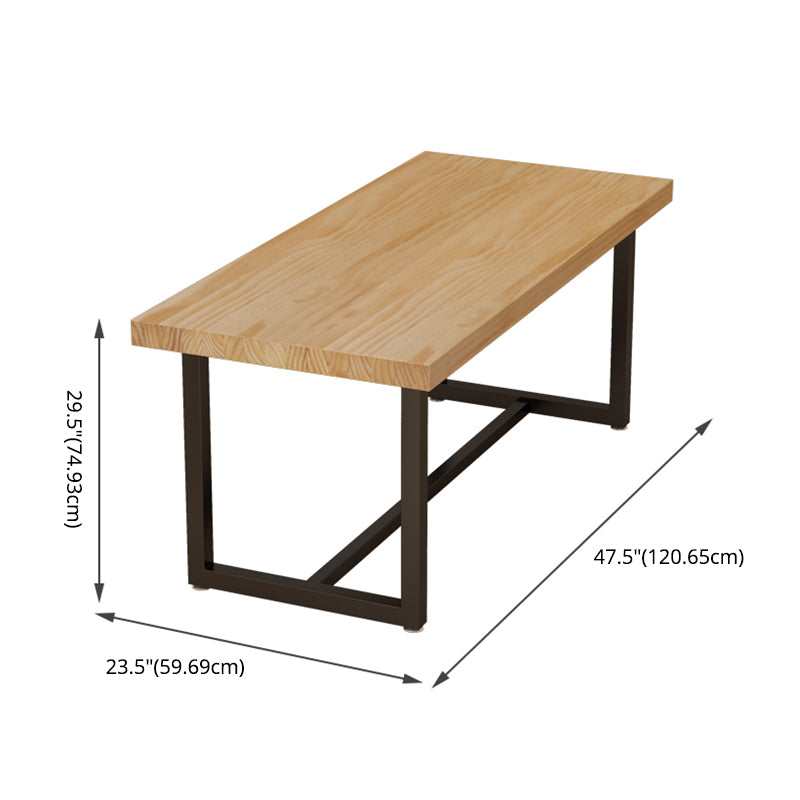 Set da pranzo in legno massiccio in stile moderno con tavolo a forma di rettangolo e base di cavalletto per uso domestico