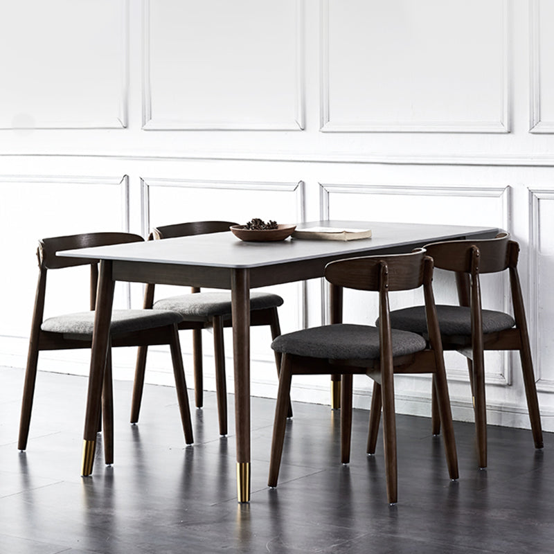 Scandinavian Style 6 Seat Rectangular Black Legs Black Slate Dining Table with Base
