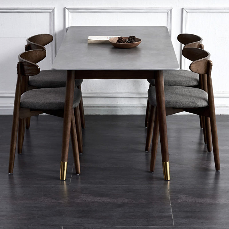 Scandinavian Style 6 Seat Rectangular Black Legs Black Slate Dining Table with Base