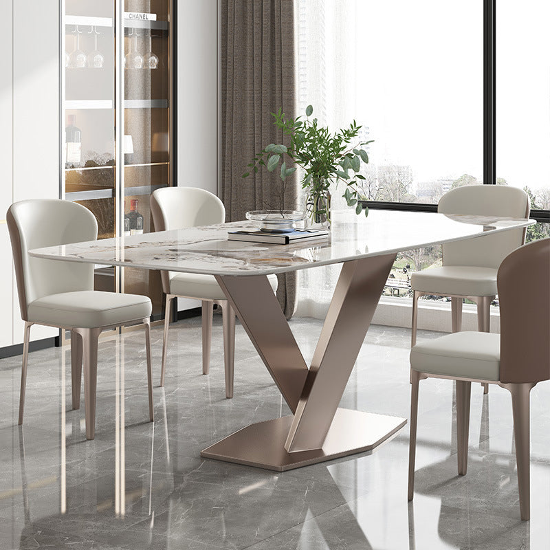 Contemporary Sintered Stone Gray Dining Set Rectangle Standard Dining Set for Kitchen