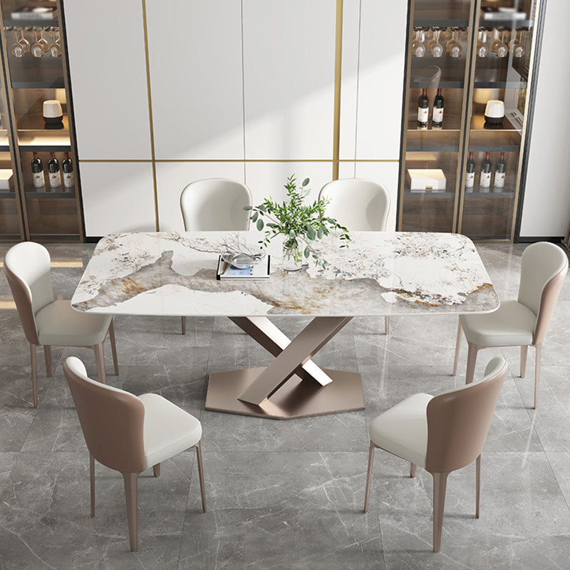 Contemporary Sintered Stone Gray Dining Set Rectangle Standard Dining Set for Kitchen