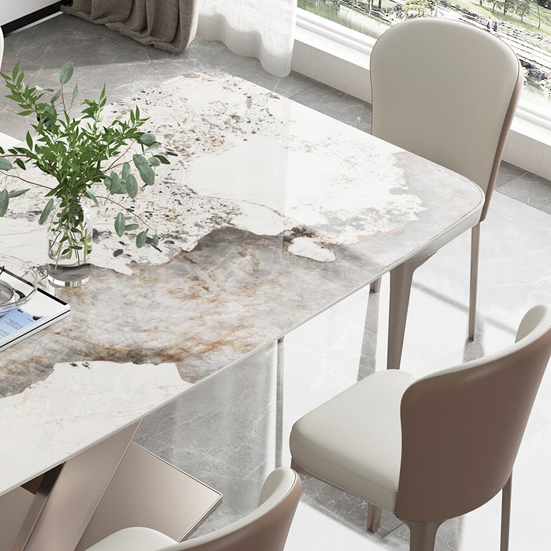 Contemporary Sintered Stone Gray Dining Set Rectangle Standard Dining Set for Kitchen